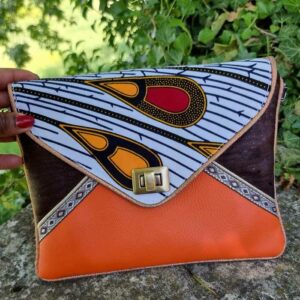 Pochette enveloppe ALANI marron-orange