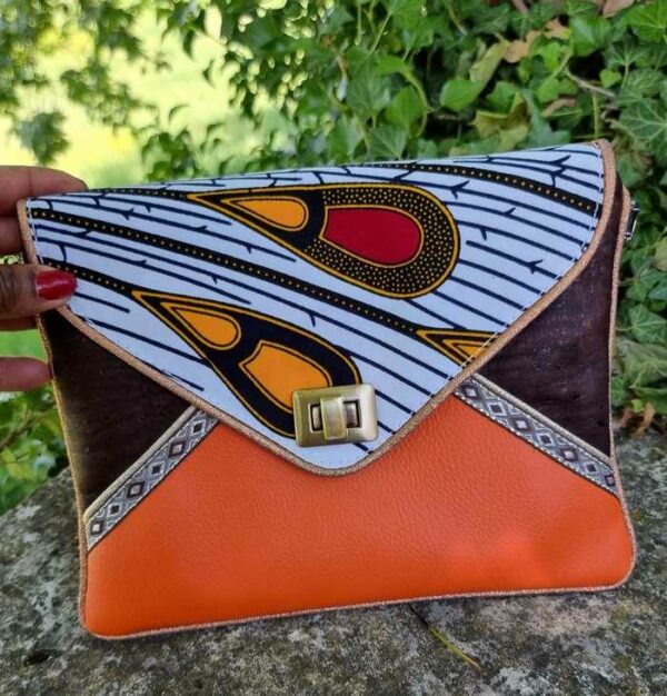 Pochette enveloppe ALANI marron-orange