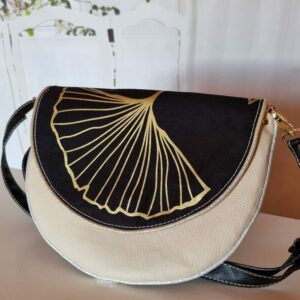Pochette femme demi lune DIANE beige doré