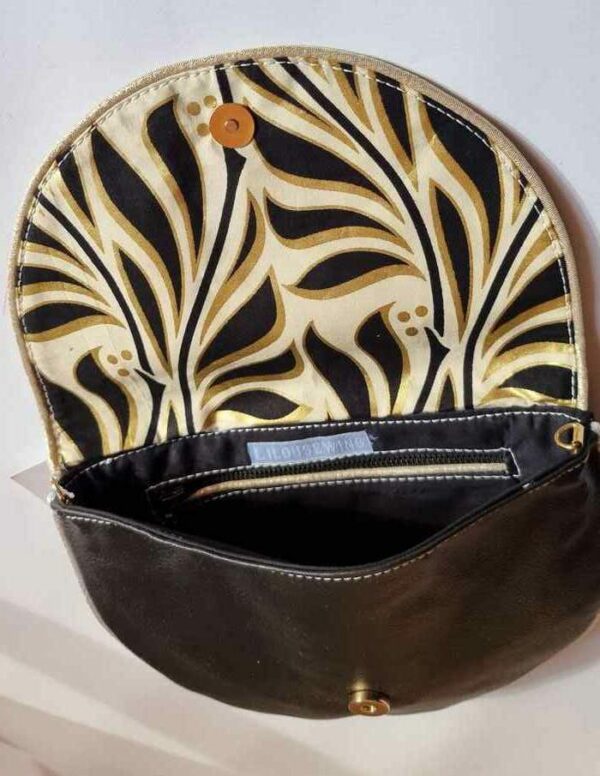 Pochette femme demi lune DIANE noir doré – Image 2