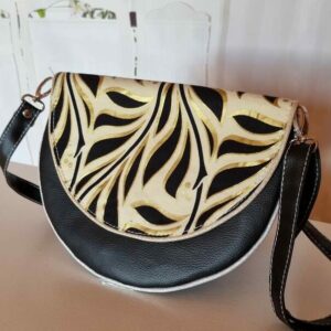 Pochette femme demi lune DIANE noir doré