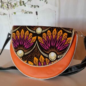 Pochette femme demi lune orange DIANE