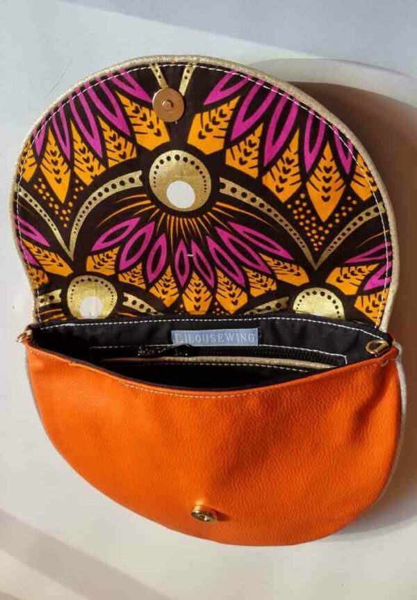 Pochette femme demi lune orange DIANE – Image 4