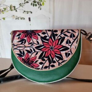Pochette femme demi lune DIANE vert floral