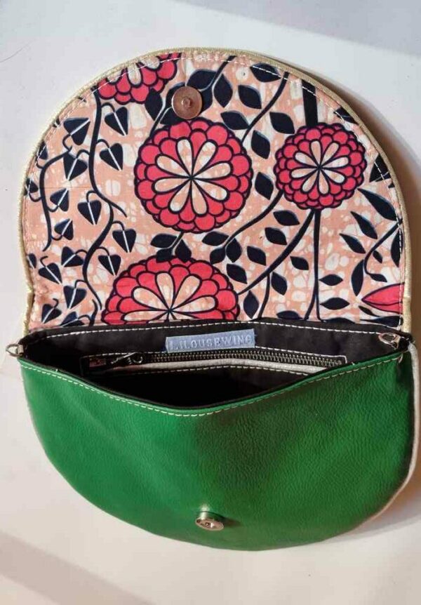 Pochette femme demi lune DIANE vert floral – Image 2